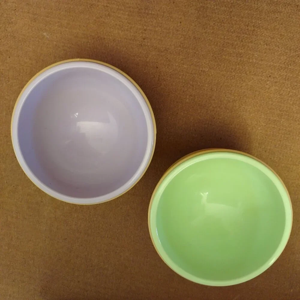 Ice Cream Cone Shaped Plastic Bowls Set Of 2 Yellow Green & Purple Colors